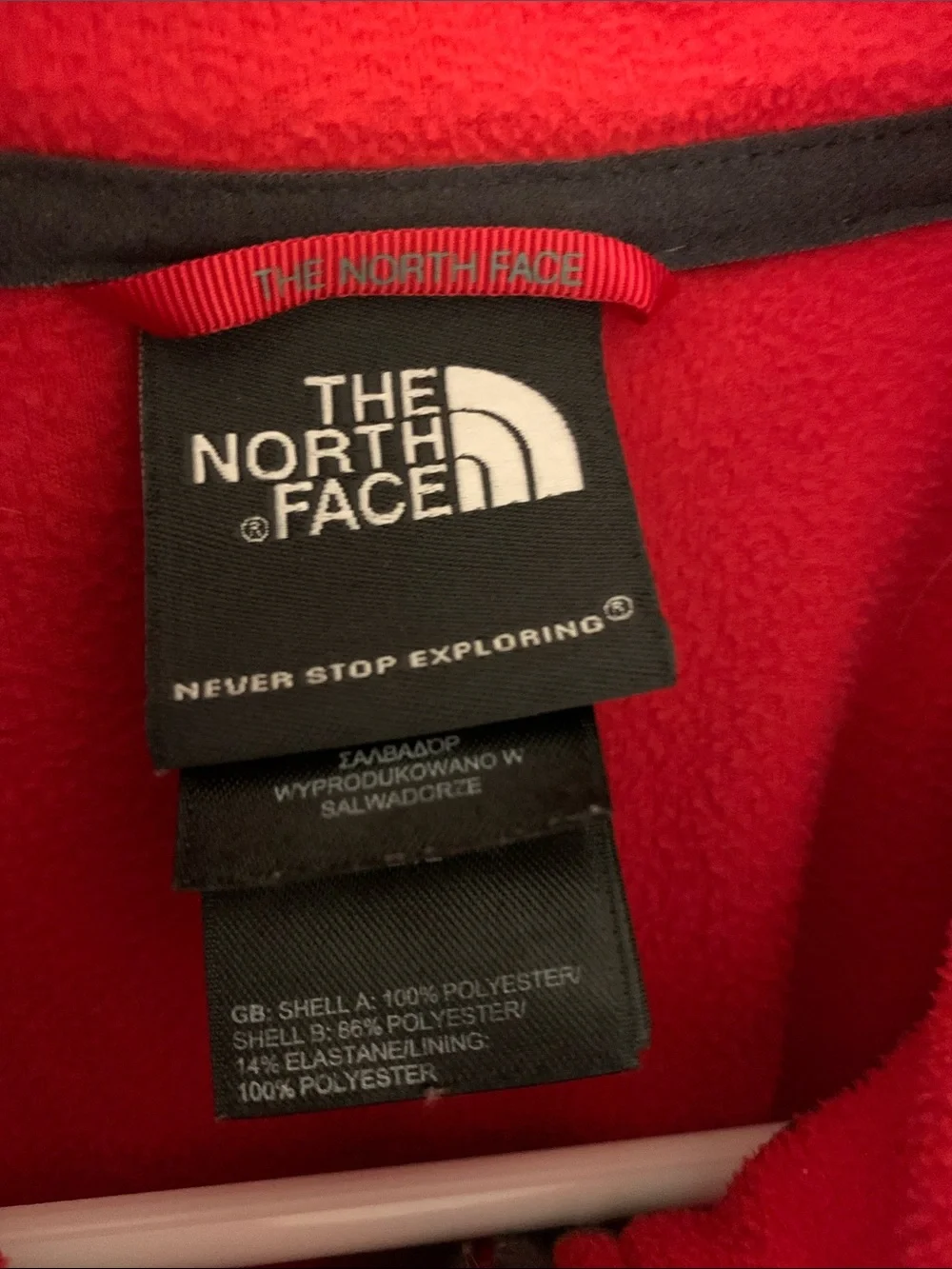 The North Face Red Fleece Quarter-Zip with Black Chest Panel